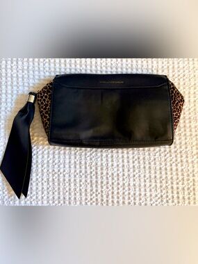 Diane von Furstenberg leather and calfhair clutch